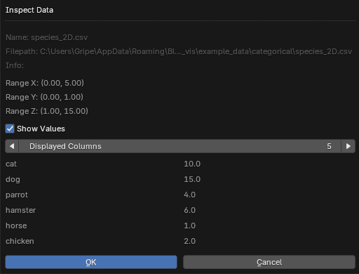Inspect Data Popup